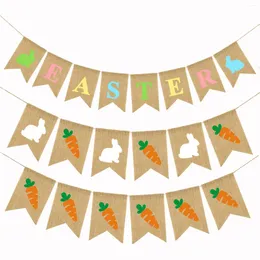 زخرفة الحفلات 12 PCS Easter Burlap Banners Decorations Home Office School Outdoor Supply PO Props Wholesale XB