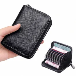 Titoli di carta d'identità Bank Credit Bus Cartes Copertina Anti DeMagnezati Coin Words Words Bag Busin Zipper Card Holder Organizer L9MV#