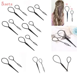 New 10Pcs Ponytail Creator Plastic Loop Popular Styling Tools Black Topsy Tail Clip Hair Braid Maker Fashion Salon