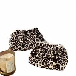 Borsa cosmetica di grande capacità Elegante sacchetto di stoccaggio cosmetico portatile per sacchetto di stoccaggio leopardo di stoccaggio delle leopardi organizzatore P84X#