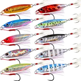 10pcs metal jig balıkçılık cazibesi ağırlıklar 10g-50g trolling sert yem bas balıkçılık yem mücadelesi alabalık jigging cazibesi tuzlu su lures 240416