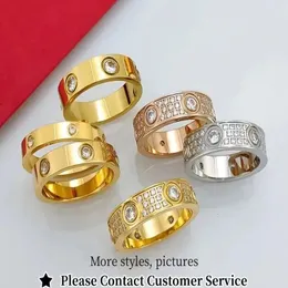 Classic Electroplated K Gold Steel Luxury Womens Love Ring Couple High Quality Jewelry Mens Non fading Gift 240322