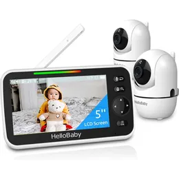 Hellobaby 5-дюймовый монитор с 26-часовой батареей, 2 камеры, Zoom Pan Tilt, диапазон 1000 футов, видео аудио, без Wi-Fi, Vox, Night Vision, двухсторонние разговоры, 8 языков, функция реестра ребенка