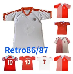24-25 Laudrup M.Laudrup 86 87 Dinamarca Camisa de futebol retro Eriksen Home Red Away White 1986 1987 Hojbjerg 4xl