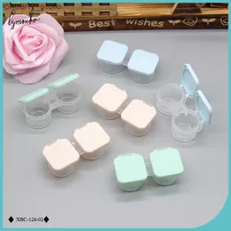 Solglasögonfall Lymouko 2st/Lot Portable Independent Clamshell Press Sealing Mini Contact Lens Case for Kit Holder Lenses Container Box Y240416