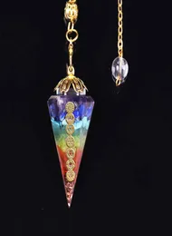 Orgonite Reiki wahadło Kamień naturalny Amulet Healing 7 Chakra Crystal Energy Meditation Hexagonal Pendanr for Women Jewelry3333143
