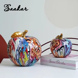 SAAKAR Resin Graffiti Apple Decoration Figurines Colorful Fruit Handicrafts Interior Modern Decor Object Living Room Collections 240318