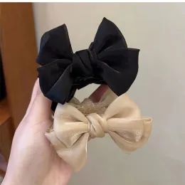 Barrettes Hair Clips Barrettes 진주 메쉬 보우 클래스 클립 하이 호스 테일 고정 헤어 걸쇠 머리 장식 새로운 우아한 볼 헤어 클립 헤드