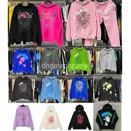 Erkek Tasarımcı Örümcek Kapüşonlu Hoodie Sweater Sweatshirts Sis Hoodie Young Thug 555555 Melek Y2K Krop Pembe Kırmızı Kapşonlu Pantolon Erkek Yüksek Kaliteli Baskı Terry Hoodie