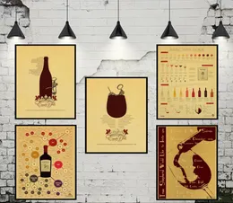 Basic Wine Guide Vintage Poster beer and Wine Tasting Guide Retro Kraft Paper Wallpaper Home Decor Bar Wall Sticker2822975