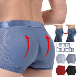 MUITAS MEN HOMENS MENOS SEXY BULIFTER calcinha Aumente o Push Up Up Removable Pad Boxer Underwear Roupher que melhora os Bormas de Buncos Male