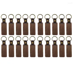 Keychains 20packs Kichain de madeira retângulo em branco Couro em branco Wood Walnut com chaveiro para presente fácil instalação