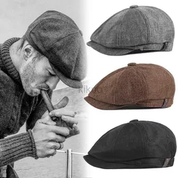 Spgh Berets Vintage Men Beret Beret Newsboy Hats Classic Western Newsboy Caps Cotton Blend Beret Hat Flat Brim 조절 가능한 남자 Spring Berets Cap D240418