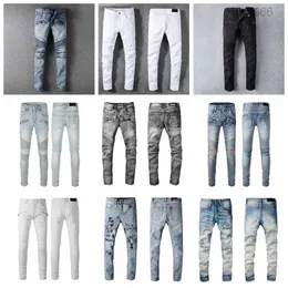 Luxury Purple Distressed Straight Biker Hole Stretchy Casual Jean Skinny Slim Women Man Ripped