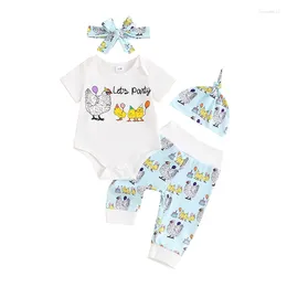 Kleidung Sets Farm Outfit Baby Jungen Mädchen Kleidung Cartoon BodySuit Tops Chicken Printhosen Kleinkind Kleiner Sommer Fall