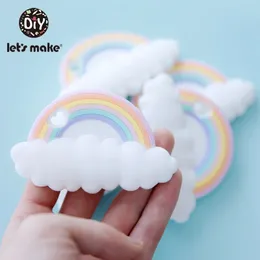 Lets Make 5PC Rainbow Silicone Teethers Cartoon Shape A Free Tint Rod Food Grade Baby Ting Toys Patent 240415