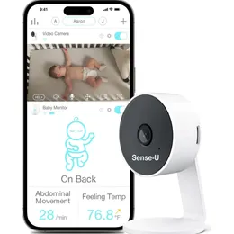 SenseUh DV видео -монитор камера Baby - FSAH, подходящее, фоновое аудио, ночное видение, 2 -й Way Talk, 1080p HD, обнаружение движения человека, без ежемесячной платы, совместимая с Smart