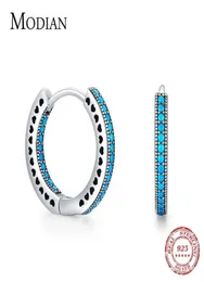 Modian Heart to Ear Buckle Pure 925 Sterling Silver Vintage Turquoise Hoop Earring for Women Girls Fine Jewelry Gifts 2201086661035