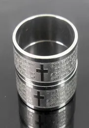 25pcs gravado Silver Mens English Lord039s Oração de aço inoxidável anéis religiosos anéis religiosos Men039s Presente Jóias inteiras 6212315
