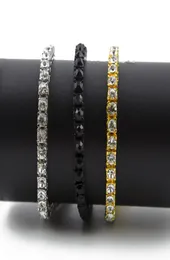 Iced Out 1 Row Rownestones Bracelet Men Men Hip Hop Style Clear Simulet Diamond 789Inches Bracelet Bling Bling K55353945696