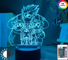 Творческий светодиодный ночной свет Наруто Какаши Саске Сакура Манга Аниме Дружба Комик -Сенсор Ламп Карус Дети 3D Лампа мальчики ребенка XMA2653445