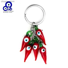 Schlüsselanhänger Lanyards Lucky Eye Red Chili Schlüsselbund Perle Tassel Evil Eye Keychain für Frau Mann Schmuckwagen Schlüsselkette Ey5267 Y240417