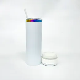 Wholesale powder coated rainbow underneath 20oz Speaker Music Tumbler Waterproof stainless steel skinny straight water bottle with colored straw