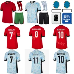 2024-25 Nationslag Soccer Portugal Jerseys Man Youth Euro Cup 8 Fernandes 17 Bruma 4 Silva 3 Pepe Nunes Ramos Leao 7 Ronaldo 10 Bernardo Football Shirt Kits Uniform