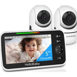 HelloBaby Upgrade 5" Baby Monitor with 26 Hour Battery, 2 Cameras, Pan Tilt Zoom, 1000ft Range, Video Audio Baby Monitor, No WiFi, VOX, Night Vision, 2-Way Talk, 8 Lullabies