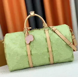 Tasarımcı Duffle Bag Moda Şeftali Kabin Erkekler İçin Seyahat Bagajı Gerçek Deri En Kaliteli Totes Omuz Çantaları Erkekler Kadın Çantalar Çifte Zip Kapatma Ama Kilit Adı