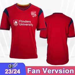 23 24 Adelaide United Mens Soccer Jerseys CLOUGH ISAIAS WARLAND ANSELL KITTO HIROSHI BARR Home Red Football Shirts Short Sleeve Uniforms