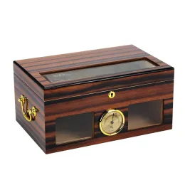 Humidor Casement Fenster Zedern Holz Zigarre Gehäuse Aufbewahrungsbox Luftbefeuchter Schachtel Ebony Getreide Display Schrank Speicherung Raucherzubehör