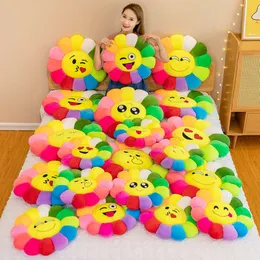 Kawaii Soft Sun Flowers Pillow Rainbow Mat Sofa Plant Cushion Juguetes Colorful Expression Plush Toy