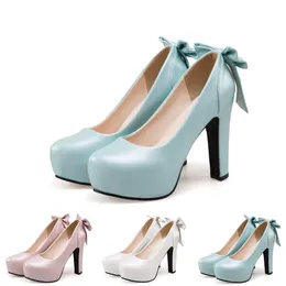 Обувь на каблуках женская дизайнерская обувь Gai Platform Women Women Bow High Heel размер 34-39 белая роза бежевая