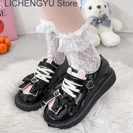 Sıradan Ayakkabı 2024 Kış Japon Lolita Yumuşak Sevimli Kız Öğrenci JK Üniforma Aşk Kadınlar Kawaii Bow Peluş Sıcak Zapatillas Mujer