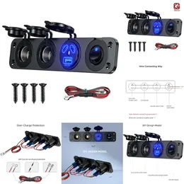 New Kewig تم ترقيته 12V/24V C Caragette Socket Lighter Panel 108W 3 Ports Outlet Outlet Power Fast Charging for Car Marine Boat RV