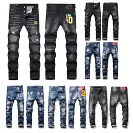 Jeans de marca jeans jeans jeans jeans jeans jeans pretos jeans de alta qualidade rasgados slim fit motociclistas calças para homens moda de design masculino jeans slim jeans