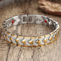 Magnetic Lucky Bracelet Men Woman 316L Stainless Steel 4 Health Care Elements FIR Germanium Golden Bangle Man Trend 240410