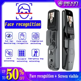 System Smart Face Fingerprint Door Lock Security Face & Camera Monitor Intelligent Lock Biometric Electronic Door Lock with App Unlock