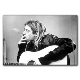 Poster di Kurt Cobain, poster della band musicale Nirvana, stampe in tela arte da parete in bianco e nero