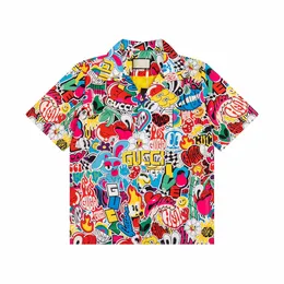 2Casablanc Shirt 22SS Designer Designer Masao San Print Mens قميص غير رسمي للسيدات حريرية فضفاضة قميص قميص قصير الأكمام الفاخرة Tesqw18