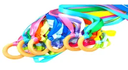 Ins Rainbow Baby Ting Ring Baby Teethers Ribbon Trä tandträning Crinkle Material Inside Sensory Toy Soothers B19242895481