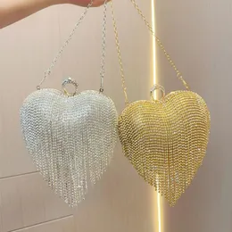 xury designer axelväska kvinnor handväska tofs strass hjärtformad kändis underarmsäck crossbody kändis kvinnor plånbok lyx shopping 306-1