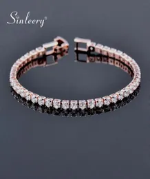 Round Cubic Zirconia Tennis Bracelet For Women Rose Gold Color Bridal Wedding Jewelry SL059 SSB Beaded Strands7702108