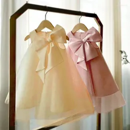 Vestidos de menina verão Big Bow Baby Party Baptism 1st Birthday Wedding Princess Dress for Bridemaid Dalte