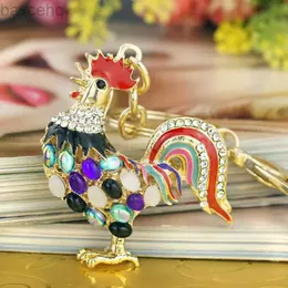 Tornari per cordini graziosi Opals Cock Gallo di pollo Gallo portachiavi Crystal Borse Penderant Rhinestone Luxury Key Chains Regalo per le donne K131 D240417