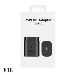 OEM -Qualität 25W PD USB C Schnelle Ladung 20W Power Wall Quick Ladeadapter US EU -Stecker für Samsung Ladegerät Galaxy S21 5G S20 S10 Note 20 10 A71 A70S A80 M51 818DD