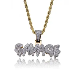 Men Iced Out SAVAGE Letters Pendant Necklace Gold Color Plated Micro Pave Cubic Zircon Hip Hop Jewelry5525997