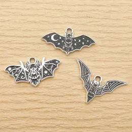 10pcs Bat Charme para Jóias Penas de Collo de Pingente de Jóias Pingente Planejo DIY Acessórios Metal Craft Acessórios Branco 240408