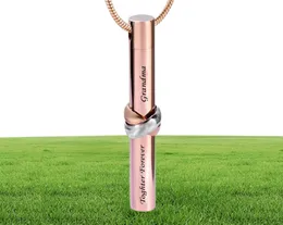 Biżuteria mody Custom Loving Pamięć razem na zawsze brat Rose Gold Cylinder Memorial Pendant Ashes Urn Cremation Naszyjnik3410167